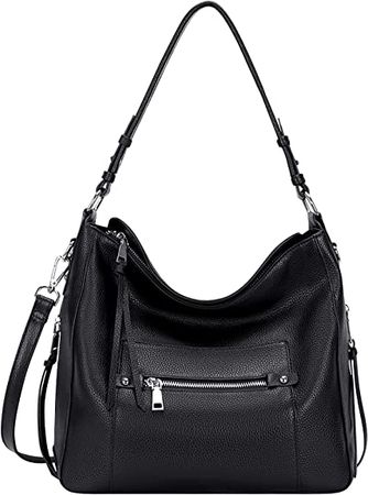 Amazon.com: Over Earth Hobo Purses and Handbags for Women Genuine Leather Shoulder Bag Crossbody Purse(O171E Black) : Clothing, Shoes & Jewelry