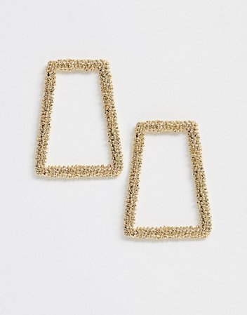 ASOS DESIGN earrings in fine open shape texture in gold tone | ASOS