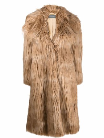 Alberta Ferretti faux-fur single-breasted Coat - Farfetch