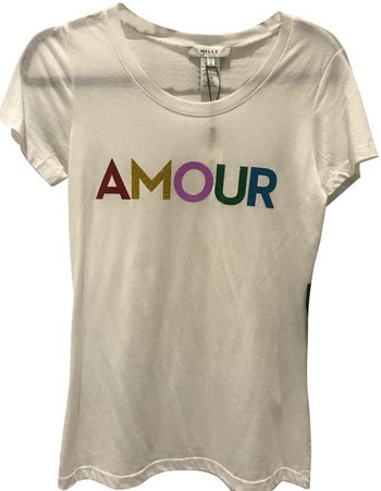 MILLY White Women's Graphic Print Amour Tee Shirt Size 2 (XS) - Tradesy