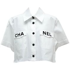 Chanel 2019 White Shirt Runway Piece NEW 36FR | From a unique collection of rare vintage Crop Tops at https://www.1stdibs… | Top outfits, Crop top outfits, Shirts