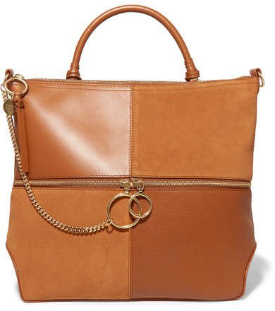 Emy Leather And Suede Shoulder Bag - Tan