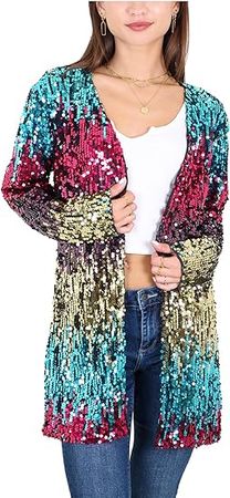 Amazon.com: Anna-Kaci Women's Sequin Jacket Cardigan Top Party Cocktail Outerwear Coat : Clothing, Shoes & Jewelry