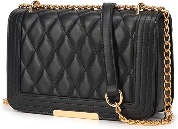 Amazon.com: lola mae Crossbody Bags for Women Fashion Quilted Shoulder purse with Convertible Chain Strap Classic Satchel Handbag (Black/Gold-716) : Clothing, Shoes & Jewelry