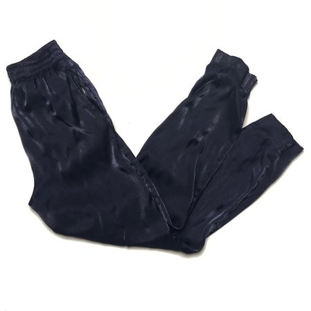 90s vintage dark blue high waist track pants. High waist in - Depop
