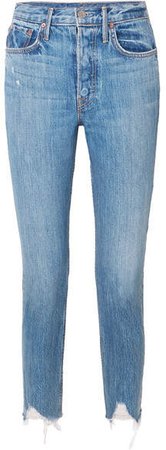 Karolina Distressed High-rise Skinny Jeans - Mid denim