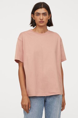 Wide cotton T-shirt - Powder pink - Ladies | H&M GB