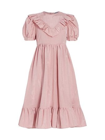 Shop BATSHEVA May Ruffle Puff-Sleeve Midi Dress | Saks Fifth Avenue