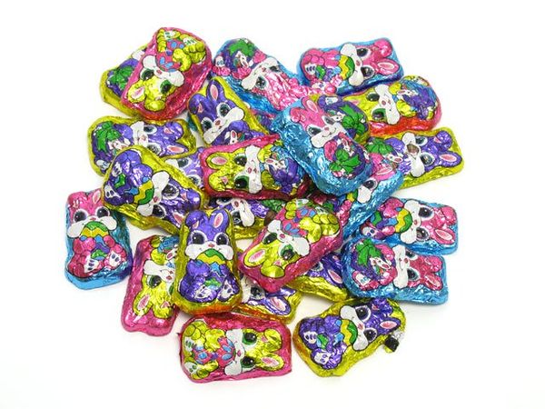 Chocolate Bunnyettes in Easter Foil - 2 lb bulk bag - OldTimeCandy.com