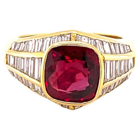 AGL Certified 3.49 Carat Very Fine Ruby and Diamond Ring For Sale at 1stDibs