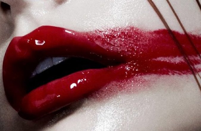 smudged lipstick