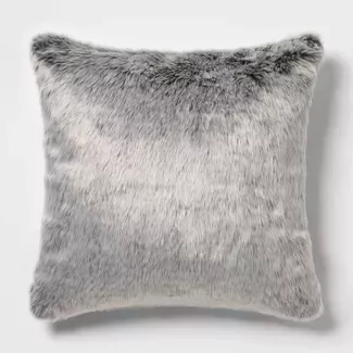 Faux Fur Oversize Square Pillow Neutral/Gray - Threshold™ : Target