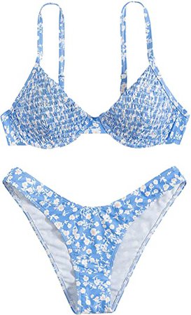 Amazon.com: WDIRARA Women's V Neck Adjustable Straps Bikini Swimsuit Bathing Suit Swimwear : Clothing, Shoes & Jewelry