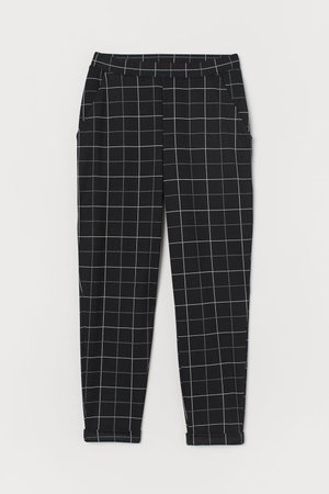 Ankle-length Pull-on Pants - Black/checked - | H&M US