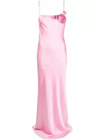Blumarine rose-appliqué silk-blend Maxi Dress - Farfetch