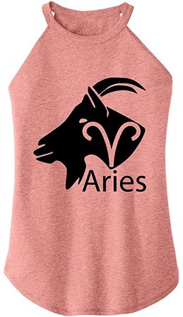 Amazon.com: Ladies Tri-Blend Rocker Tank Top Aries Horoscope Shirt, March April Birthday Black Frost XS: Clothing