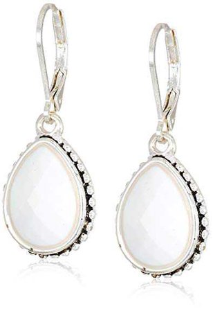 Amazon.com: Napier White And Silver Teardrop Earrings: Jewelry