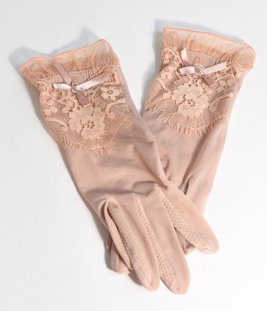 Dusty Pink Vintage Lace Sheer Wrist Gloves – Unique Vintage