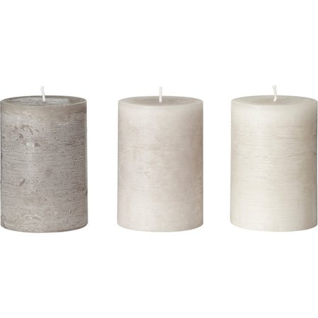 white and gray pillar candles