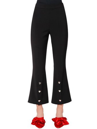 VIVETTA HEART BUTTONS FLARED STRETCH TWILL PANTS.