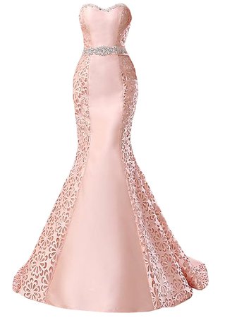 Dress Long Pink Mermaid Lace