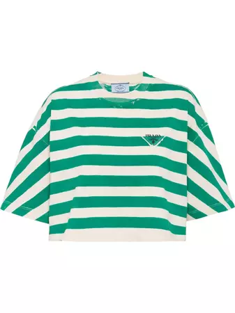 Prada Striped Crop T-shirt - Farfetch