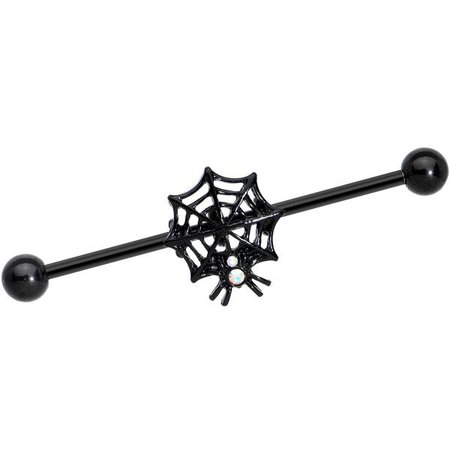 14 Gauge Aurora Gem Black Spider Web Halloween Industrial Barbell 38mm – BodyCandy