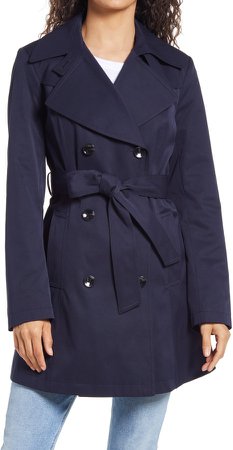 Double Breasted Belted Raincoat