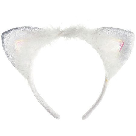 White Marabou Cat Ears Headband 3in x 2 1/2in | Party City