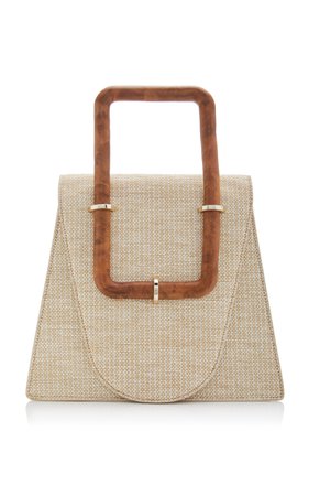 Bibi Wood-Trimmed Raffia Top Handle Bag by Cult Gaia | Moda Operandi