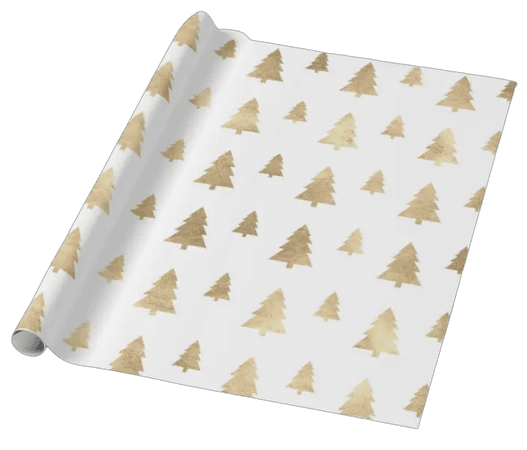 Holidays White Golden Christmas Tree Wrapping Paper