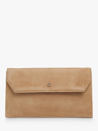 L.K.Bennett Dora Leather Clutch Bag, Brown at John Lewis & Partners