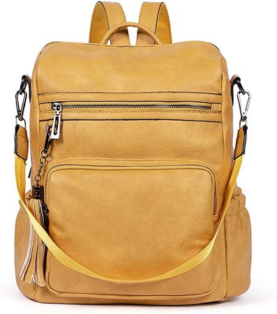 Amazon.com: CLUCI Backpack Purse for Women Fashion Leather Designer Travel Large Ladies Shoulder Bags with Tassel Two-toned yellow : Clothing, Shoes & Jewelry