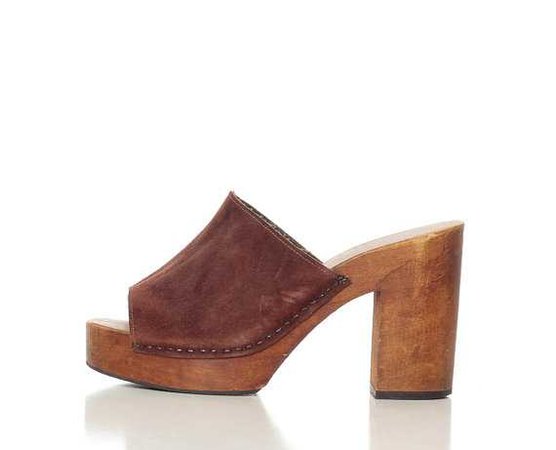 Brown Suede and Wooden Platforms