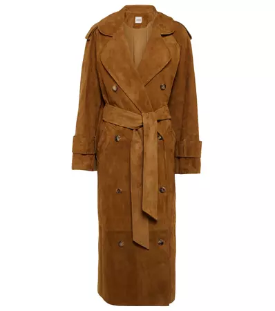 Buckley Belted Suede Trench Coat in Brown - Khaite | Mytheresa