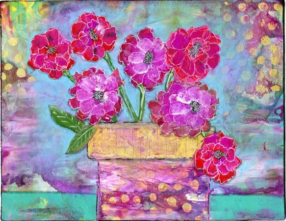 "Magenta Blues" - Abstracted Floral Wall Art Print - Studio Patty D