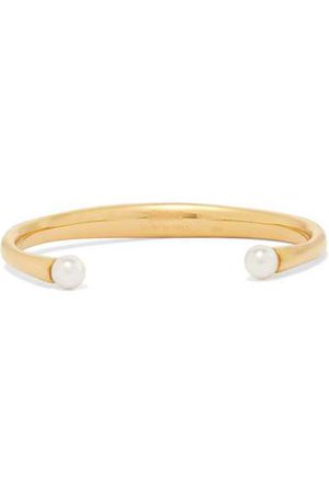 Chloé | Darcey gold-tone Swarovski pearl cuff | NET-A-PORTER.COM