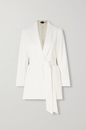 White Wheaton belted crepe blazer | Alice + Olivia | NET-A-PORTER