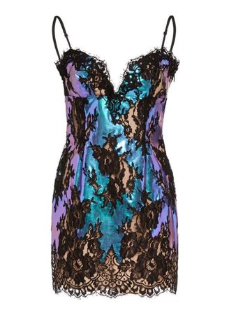 black lace purple blue dress