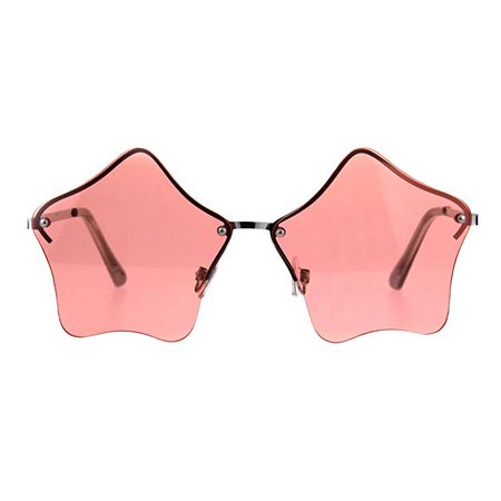 Amazon.com: Star Shape Sunglasses Cute Stars Pink Lens Half Rimless Frame UV 400: Clothing