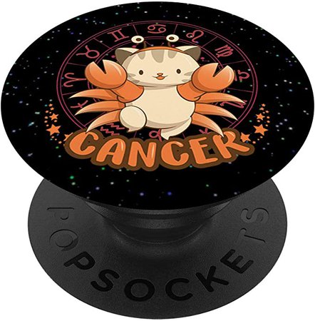 Amazon.com: Kawaii Cat Astrology Cancer Zodiac PopSockets PopGrip: Swappable Grip for Phones & Tablets