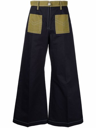 Shop Marni two-tone flared trousers with Express Delivery - FARFETCH