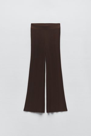 TEXTURED KNIT TROUSERS - Chocolate | ZARA Israel