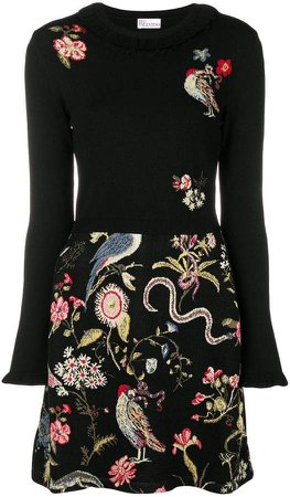 floral embroidered sweater dress