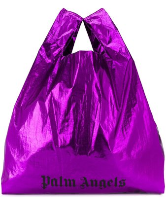 Palm Angels Logo-Print Shopping Bag PWNA016S20FAB0013510 Purple | Farfetch