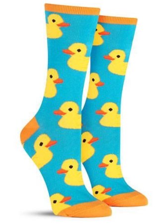 rubber duck blue yellow socks crew