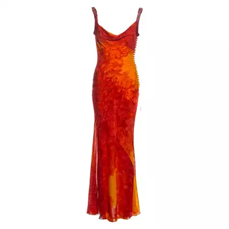 Christian Dior by John Galliano tie-dye silk and leather evening dress, ss 2001 For Sale at 1stDibs