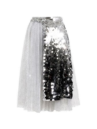 silver and white skirt