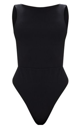 Black Bow Open Back Thong Bodysuit | Tops | PrettyLittleThing