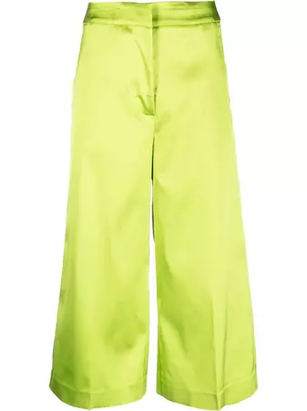 Semicouture high-waist Satin Cropped Trousers